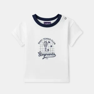 T-shirt ecru con stampa a tennis per Bambino