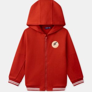 Gilet rosso con cappuccio per ragazzi