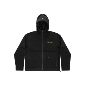 "RETROFUTURE PILOT" Ripstop Hooded Shell Jacket Black
